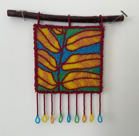 ‘Meech Lake Leaves‘ beaded embroidery hanging