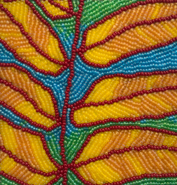 ‘Meech Lake Leaves‘ beaded embroidery hanging