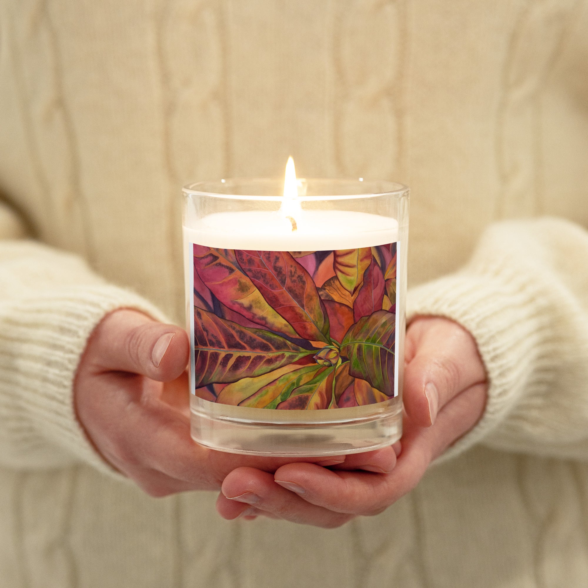 'Resplendent in Red' Glass jar soy wax candle