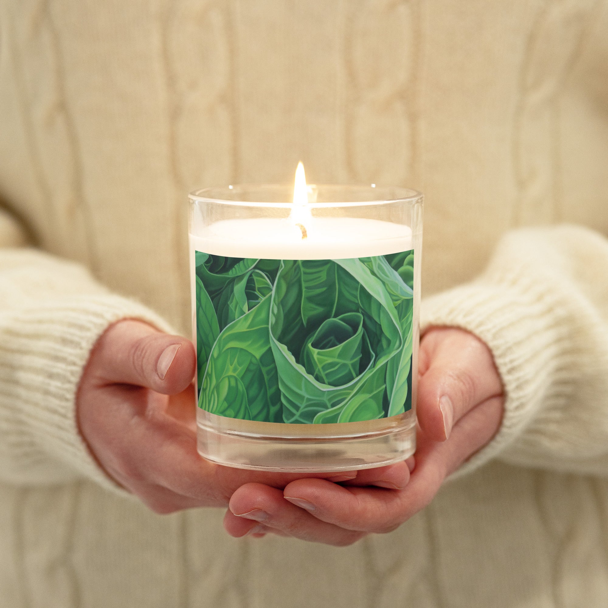 ' Unfolding' Glass jar soy wax candle