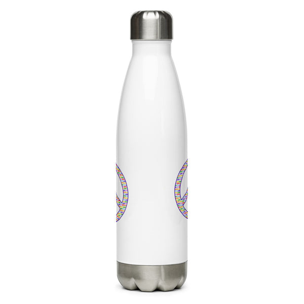'OM White Peace Sign' Stainless Steel Water Bottle
