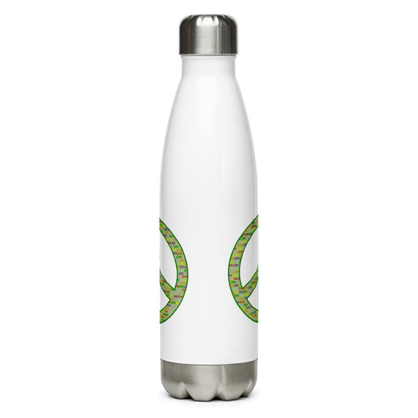 'OM Green Peace Sign' Stainless Steel Water Bottle