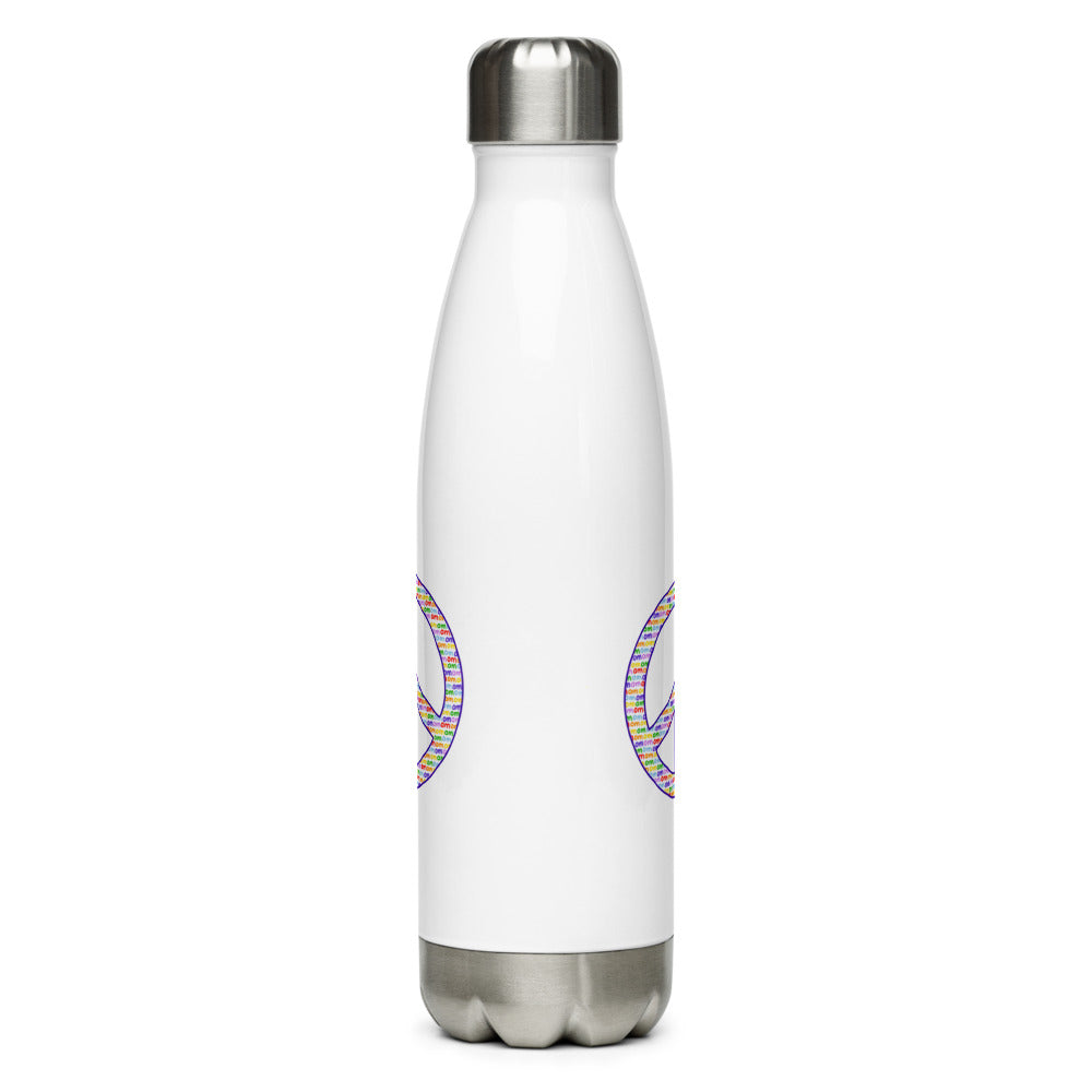 'OM White Peace Sign' Stainless Steel Water Bottle