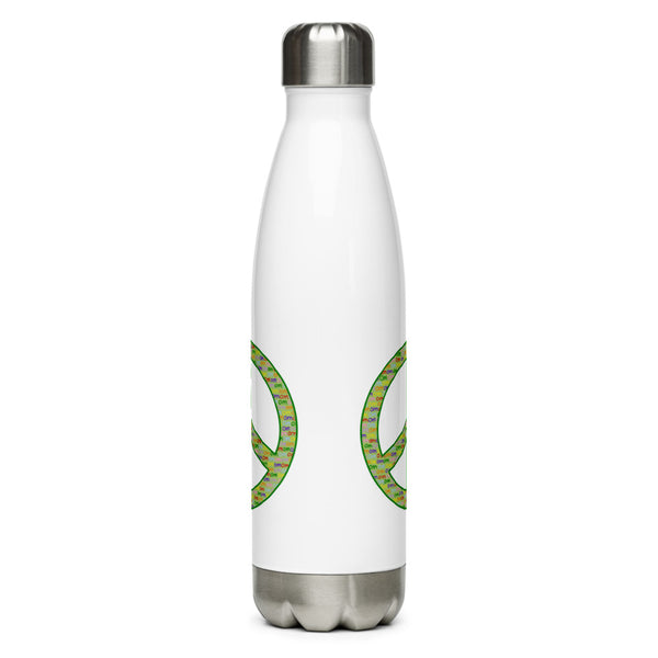 'OM Green Peace Sign' Stainless Steel Water Bottle