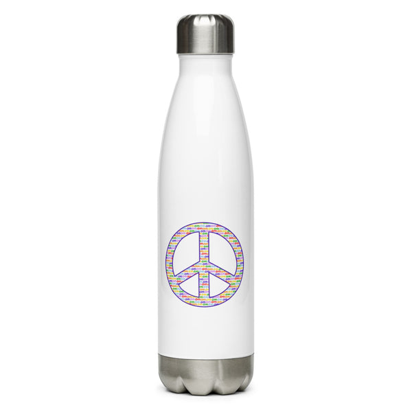 'OM White Peace Sign' Stainless Steel Water Bottle