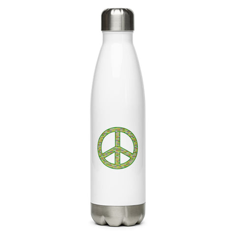 'OM Green Peace Sign' Stainless Steel Water Bottle