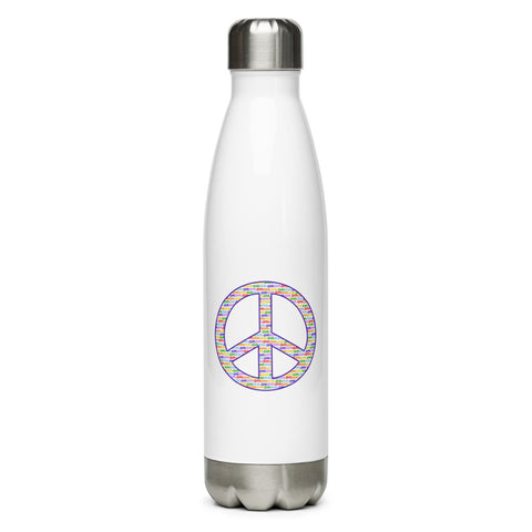 'OM White Peace Sign' Stainless Steel Water Bottle