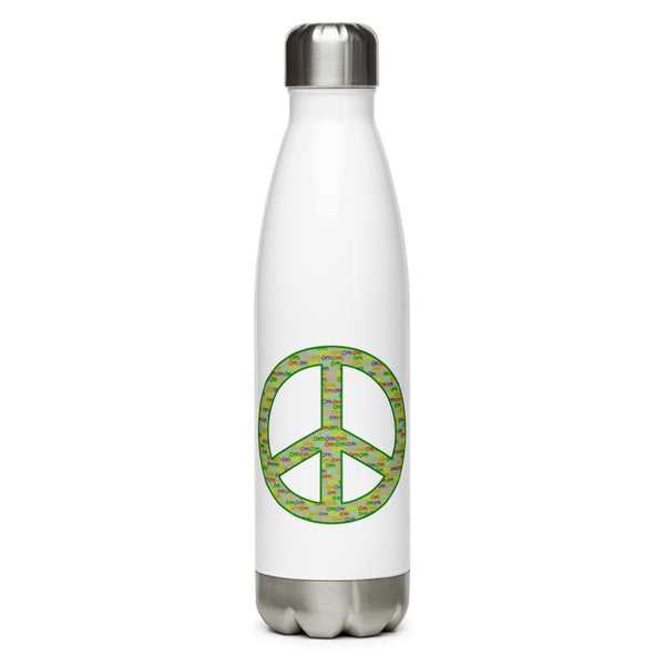 'OM Green Peace Sign' Stainless Steel Water Bottle