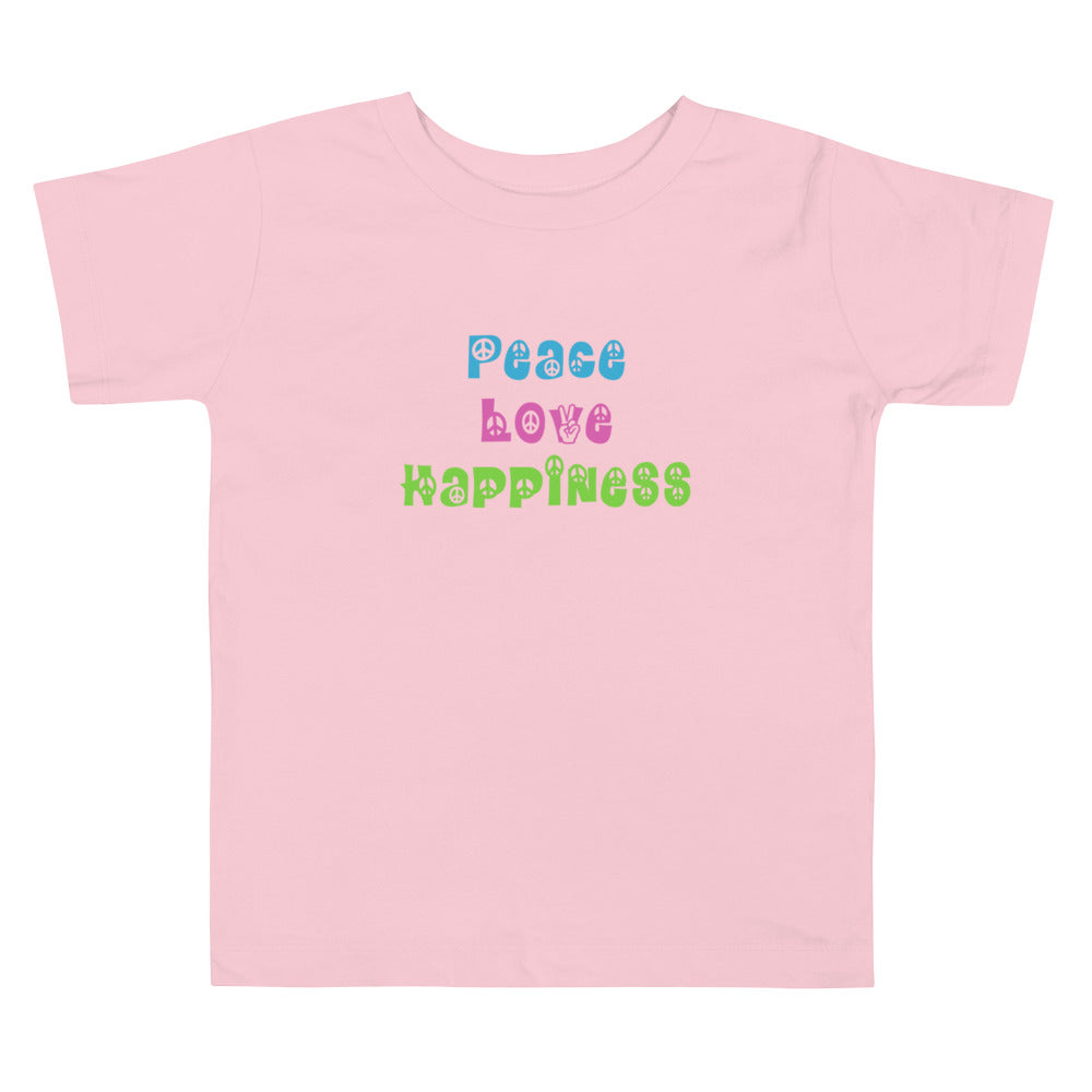 'Peace Love Happiness' Toddler Short Sleeve Tee