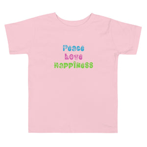 'Peace Love Happiness' Toddler Short Sleeve Tee