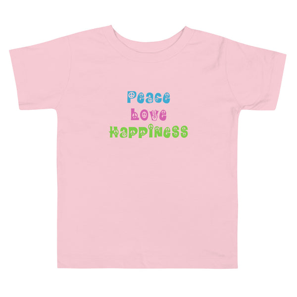 'Peace Love Happiness' Toddler Short Sleeve Tee