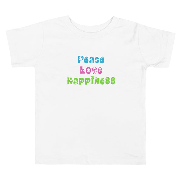 'Peace Love Happiness' Toddler Short Sleeve Tee