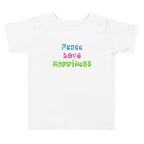 'Peace Love Happiness' Toddler Short Sleeve Tee