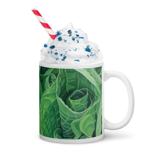 'Unfolding' White glossy mug