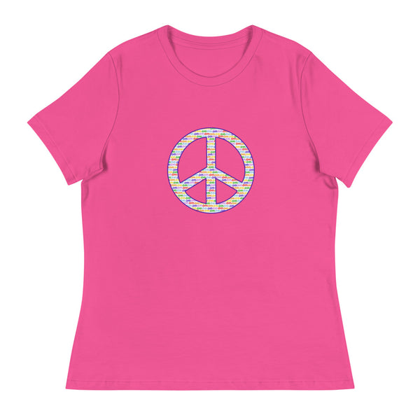 'OM White Peace Sign' Women's Relaxed T-Shirt