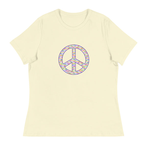 'OM White Peace Sign' Women's Relaxed T-Shirt