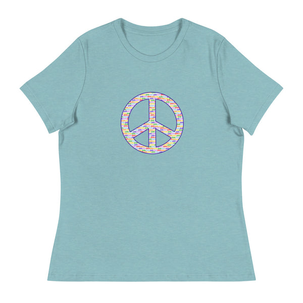 'OM White Peace Sign' Women's Relaxed T-Shirt