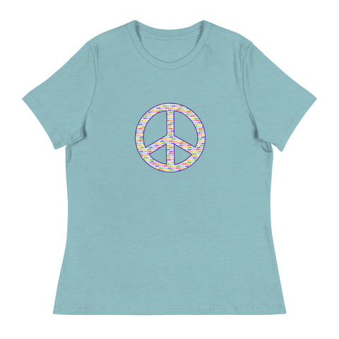 'OM White Peace Sign' Women's Relaxed T-Shirt