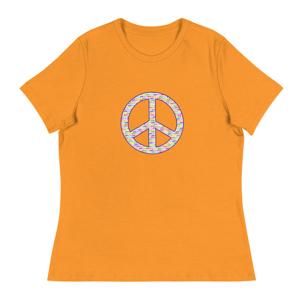 'OM White Peace Sign' Women's Relaxed T-Shirt
