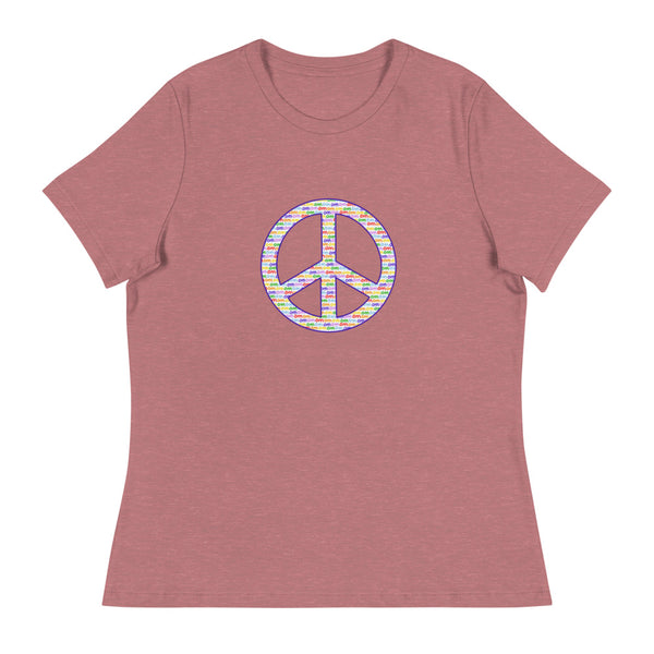 'OM White Peace Sign' Women's Relaxed T-Shirt