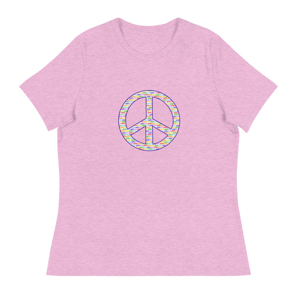 'OM White Peace Sign' Women's Relaxed T-Shirt