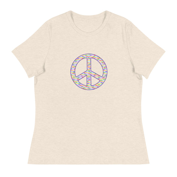 'OM White Peace Sign' Women's Relaxed T-Shirt