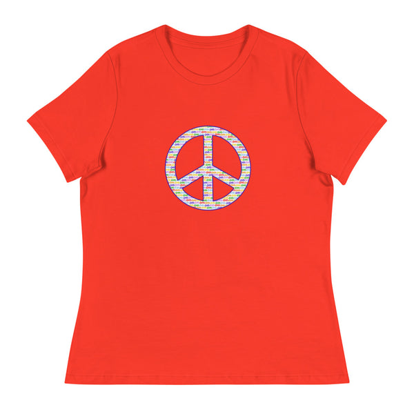 'OM White Peace Sign' Women's Relaxed T-Shirt