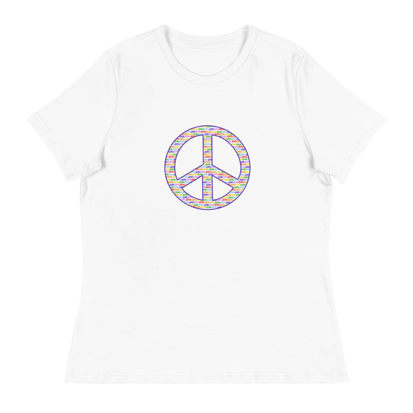 'OM White Peace Sign' Women's Relaxed T-Shirt